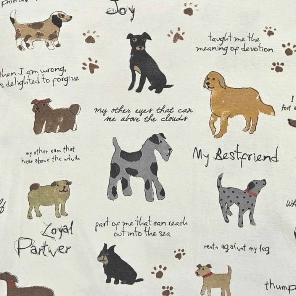 Jess & Jane White Dog Print Pet Lover 3/4 Pull over cotton t-shirt Women Large - Picture 4 of 7